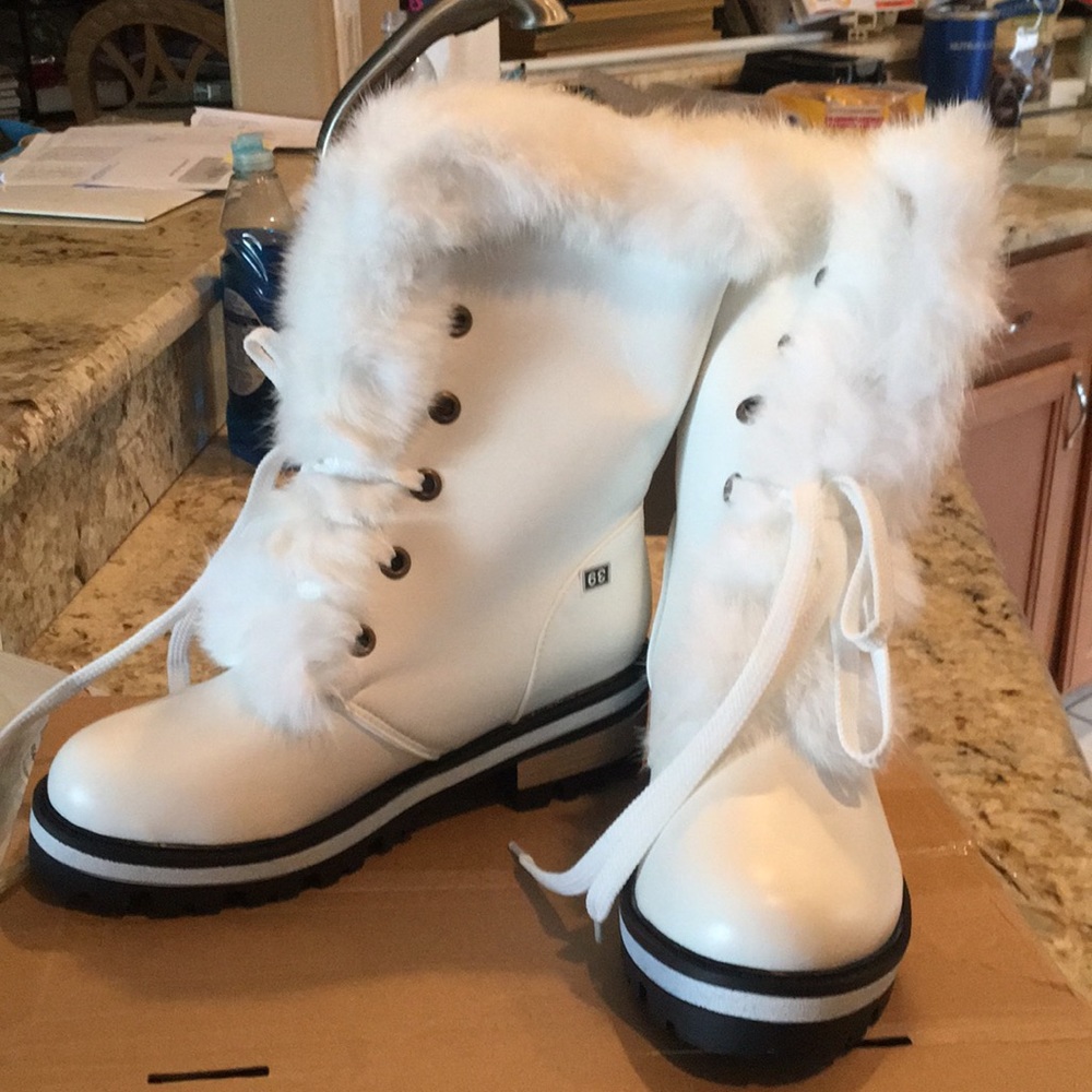 White winter boots
